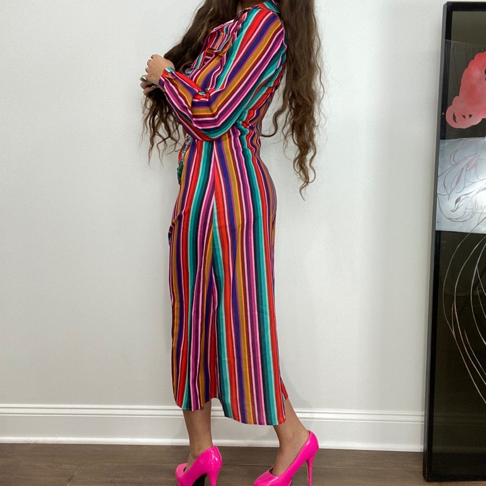 brand new buttoned striped & colorful maxi dress from fashion nova (with tags)